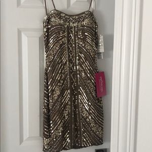 Strapless sequin cocktail dress